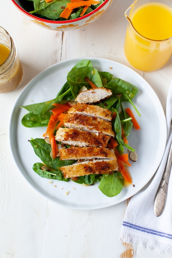 Chicken Spinach Salad with Orange-Ginger Dressing from thelittlekitchen.net Chicken Spinach Salad with Orange-Ginger Dressing from thelittlekitchen.net