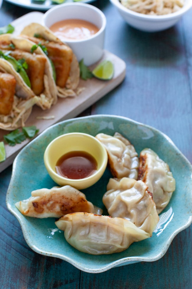 Asian Fish Tacos with Pork Dumplings from thelittlekitchen.net Asian Fish Tacos with Pork Dumplings from thelittlekitchen.net