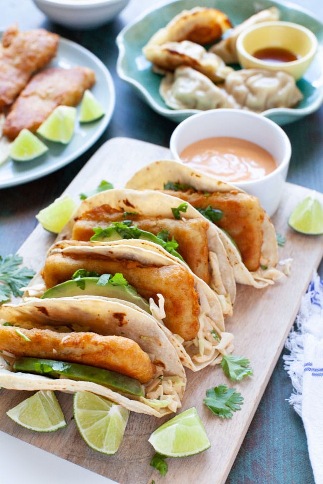 Asian Fish Tacos with Pork Dumplings from thelittlekitchen.net Asian Fish Tacos with Pork Dumplings from thelittlekitchen.net