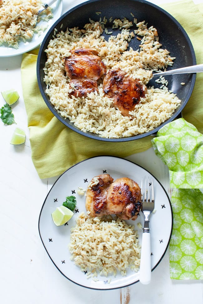 One Pot Soy-Glazed Chicken with Cilantro Lime Rice from thelittlekitchen.net One Pot Soy-Glazed Chicken with Cilantro Lime Rice from thelittlekitchen.net