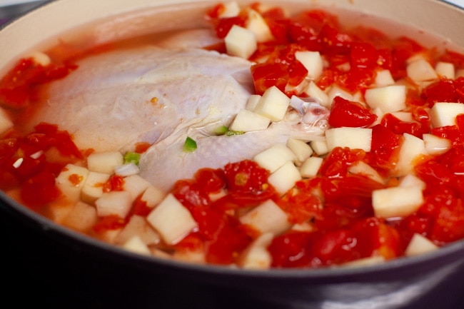 Spicy Chicken Soup from thelittlekitchen.net spicy chicken soup with ingredients and water