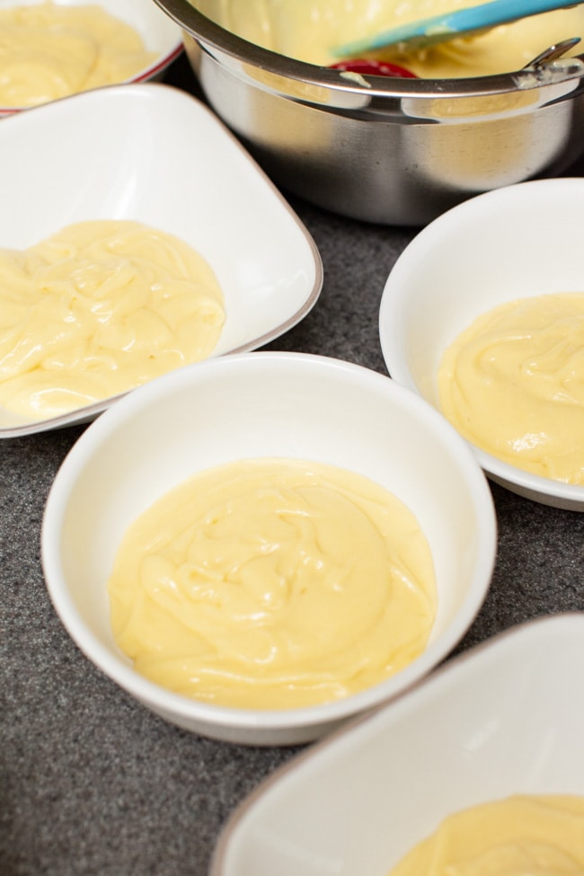 rainbow-bundt-cake-the-little-kitchen-0566 Cake batter divided into separate bowls