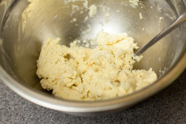 Pie crust dough in metal bowl Pie crust dough in metal bowl