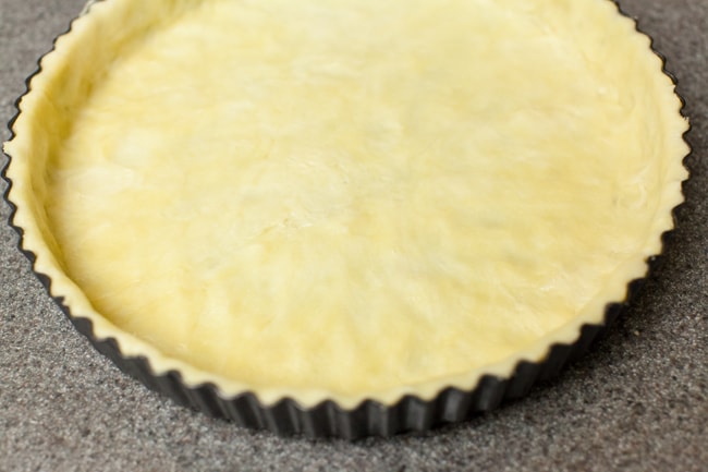 Sugar Pie crust pressed into tart pan, before baking Sugar Pie crust pressed into tart pan, before baking