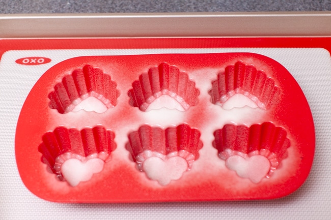 Heart Shape Chocolate Cake from thelittlekitchen.net heart shaped baking pan on baking sheet