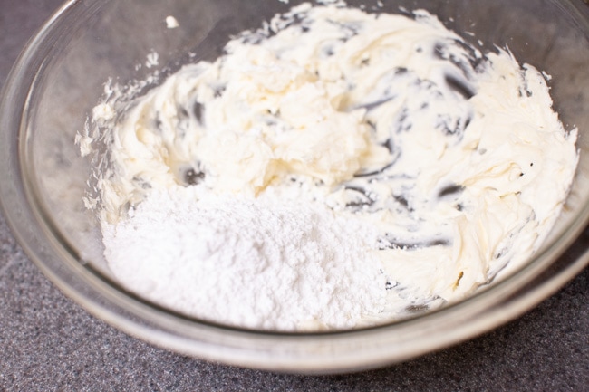 Easy Monkey Bread with Nutella from thelittlekitchen.net making cream cheese frosting in a glass bowl