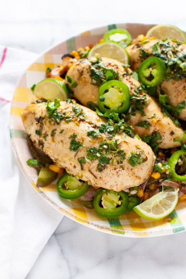 Cilantro Lime Chicken from thelittlekitchen.net cilantro lime chicken on a plate with a napkin