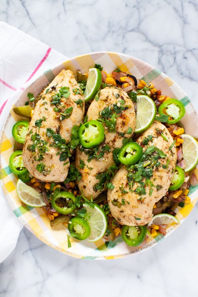 Cilantro Lime Chicken from thelittlekitchen.net cilantro lime chicken on a plate with a napkin