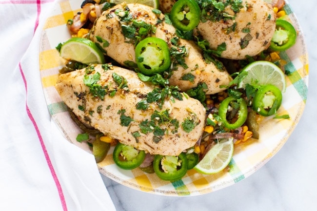 Cilantro Lime Chicken from thelittlekitchen.net cilantro lime chicken on a plate with a napkin