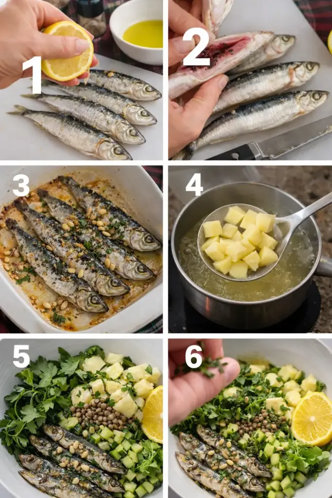 Step by step preparation of sardine salad