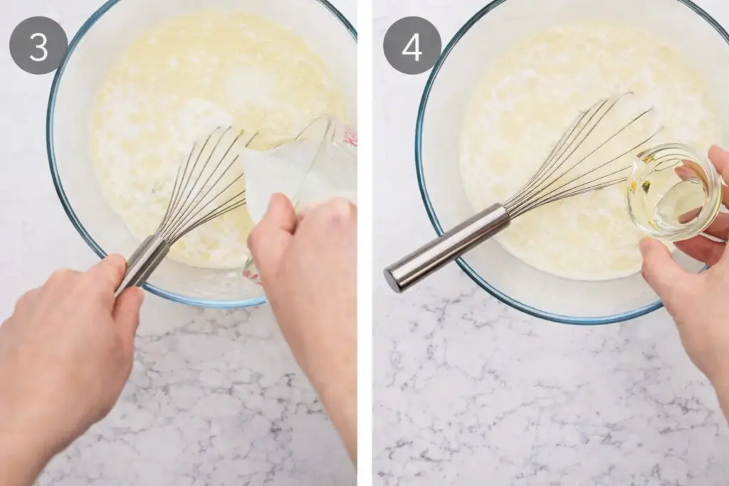 Straining crêpe batter to ensure silky smooth consistency